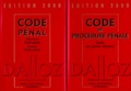  Dalloz - CODE PENAL ET CODE DE PROCEDURE PENALE 2 VOLUMES. - Edition 2000, avec CD-Rom.