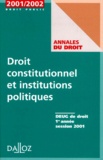  Collectif - Droit Constitutionnel Et Institutions Publiques Deug De Droit 1ere Annee. Session 2001.