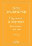  Conseil constitutionnel - Cinquante ans de jurisprudence - Tome 3, Tables d'analyses 1959-2008.