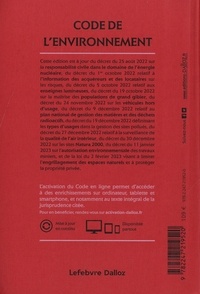 Code de l'environnement  Edition 2023