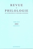  Klincksieck - Revue de philologie, de littérature et d'histoire anciennes N° 76 fascicule 2/2004 : .