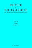  Klincksieck - Revue de philologie, de littérature et d'histoire anciennes N° 80 fascicule 2/2008 : .