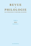 Philippe Hoffmann et Philippe Moreau - Revue de philologie, de littérature et d'histoire anciennes N° 92 fascicule 2/2024 : .