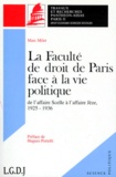 Marc Milet - La Faculte De Droit De Paris Face A La Vie Politique. De L'Affaire Scelle A L'Affaire Jeze, 1925-1936.