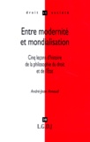André-Jean Arnaud - Entre Modernite Et Mondialisation. Cinq Lecons D'Histoire De La Philosophie Du Droit Et De L'Etat.