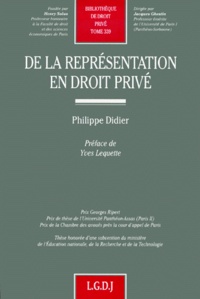Philippe Didier - De La Representation En Droit Prive.