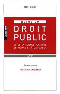 Yves Gaudemet - Revue du droit public et de la science politique en France et à l'étranger N° 2, mars-avril 2020 : Le mécénat.