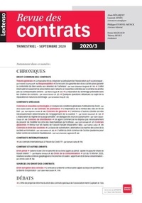  LGDJ - Revue des contrats N° 3, septembre 2020 : .