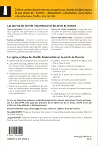 Libertés fondamentales et droits de l'Homme. Recueils de textes français et internationaux  Edition 2020