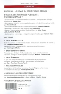 Revue du droit public et de la science politique en France et à l'étranger N° 1, janvier-février 2023 Les politiques publiques : un choix libanais ?