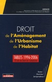  GRIDAUH - Droit de l'Aménagement, de l'Urbanisme, de l'Habitat - Tables 1996-2006.