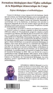 Formation théologiques dans l'Eglise catholique de la République démocratique du Congo. Enjeux théologiques et méthodologiques