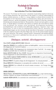 Psychologie de l'interaction N° 23-24 Dialogue, activité, développement