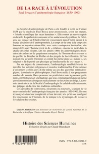 De la race à l'évolution. Paul Broca et l'anthropologie française (1850-1900)