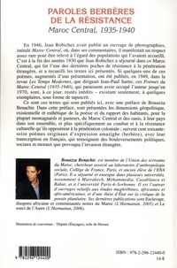 Paroles berbères de la résistance. Maroc central, 1935-1940 - Edition bilingue français-tamazight