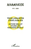 Claude Ravelet et Pierre Swiggers - Anamnèse N° 5 : Trois linguistes (trop) oubliés : Antoine Meillet, Sylvain Lévi, Ferdinand Brunot.