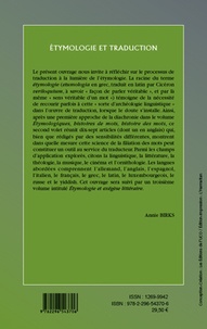 Cahiers du CIRHILLa N° 34 Etymologie et traduction