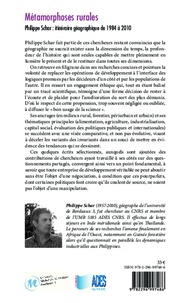 Métamorphoses rurales. Philippe Schar : itinéraire géographique de 1984 à 2010