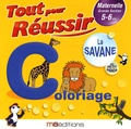 Régine Quéva - La savane avec petit panda - Coloriage Maternelle GS 5-6 ans.