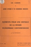 Paul Bousquier - Éléments pour une critique de la pensée économique contemporaine.