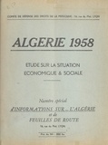  Comité de défense des droits d et Paul Cuny - Algérie 1958 - Étude sur la situation économique et sociale.