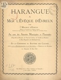 Maurice d'Hartoy - Harangue à Mgr l'Évêque d'Évreux au nom des autorités municipales et paroissiales d'Épreville-en-Roumois, de Flancourt-Catelon, de Touville-sur-Montfort, de Bose-Regnoult et de Bosbénard-Crécy - En la cérémonie du baptême des cloches dites "De la reconnaissance et du souvenir", à Épreville-en-Roumois, le dimanche 18 mai 1924.