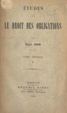 Félix Senn - Études sur le Droit des obligations (1).