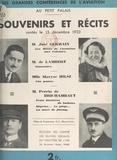 Charles de Lambert et José Germain - Souvenirs et récits contés le 15 décembre 1933.