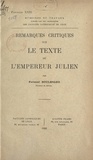 Fernand Boulenger - Remarques critiques sur le texte de l'empereur Julien.