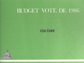  France - Budget voté de 1986 : Culture.