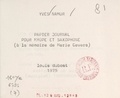 Yves Namur - Papier journal pour myope et saxophone (à la mémoire de Marie Gevers).