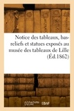 Edouard Reynart - Notice des tableaux, bas-reliefs et statues exposés dans les galeries du musée des tableaux de Lille.