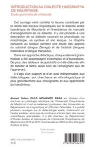 Introduction au dialecte hassaniyya de Mauritanie. Etude grammaticale et lexicale