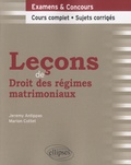 Marion Cottet et Jeremy Antippas - Leçons de Droit des régimes matrimoniaux.