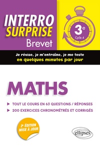 Cédric Bertone - Maths 3e Cycle 4 Brevet - Tout le cours en 63 questions/réponses et 200 exercices chronométrés et corrigés.