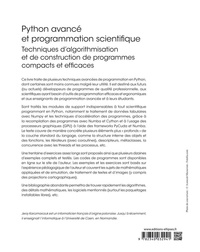 Python avancé et programmation scientifique. Techniques d'algorithmisation et de construction de programmes compacts et efficaces