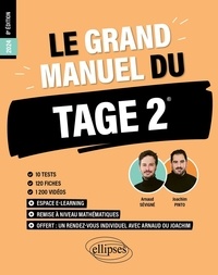 Joachim Pinto et Arnaud Sévigné - Le grand manuel du TAGE 2 - 10 tests, 120 fiches, 1200 vidéos.