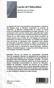 Lacan et l'éducation. Manifeste pour une clinique lacanienne de l'éducation