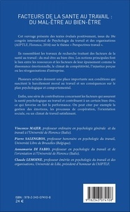 Facteurs de la santé au travail : du mal-être au bien-être