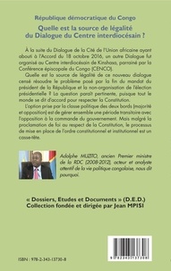 République démocratique du Congo 14e tribune. Quelle est la source de légalité du Dialogue du Centre interdiocésain ?