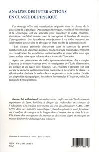 Analyse des interactions en classe de physique. Le geste, la parole et l'écrit