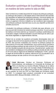 Evaluation systémique de la politique publique en matière de lutte contre le Sida en RDC