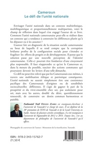 Cameroun. Le défi de l'unité nationale. Prolégomènes à une République exemplaire