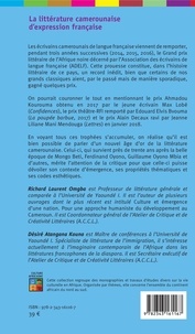 La littérature camerounaise d'expression française. Des années de braise aux années d'espérance