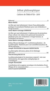 Cahiers de l'IREA N° 26/2019 Débat philosophique