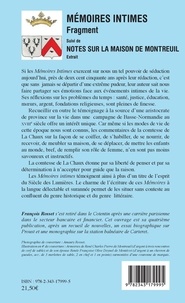 Mémoires intimes. Fragment - Suivi de Notes sur la maison de Montreuil - Extrait