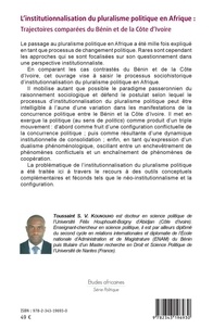 L'institutionnalisation du pluralisme politique en Afrique. Trajectoires comparées du Bénin et de la Côte d'Ivoire