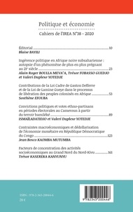 Cahiers de l'IREA N° 38/2020 Politique et économie