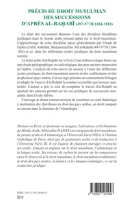 Précis de droit musulman des successions d'après Ali al-Rahabi (497-577H/1104-1182)