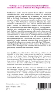 Challenges of non-governmental organisations (NGOs) in conflict resolution in the North West Region of Cameroon (1990-2010)